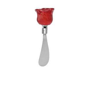 Red Rose Butter <b>Knife</b> Cheese Spreader Dishwasher <b>Safe</b> Cake Spreader Silver Handle Solid Color Valentine's Day Gift - Product Image 1