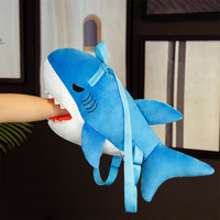 Sac à dos en peluche requin JUSTQUNSEEN pour enfants, en polyester, design unisexe, rembourré en coton PP, jouets brodés pour enfants
