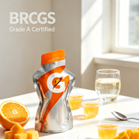 Groothandel op maat bedrukte gevormde fruit sap stand-up spout pouch zakken met ritssluiting, herbruikbaar en vochtbestendig voor vloeibare dranken