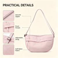Sac à bandoulière Hobo en nylon léger et décontracté pour les trajets quotidiens, le shopping et les activités de plein air, avec plusieurs poches, sac à main quotidien