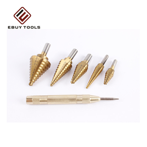 Brocas escalonadas HSS con revestimiento <span class=keywords><strong>de</strong></span> titanio ámbar y vástago hexagonal en espiral para taladrar madera, metal y acero - Product Image 6