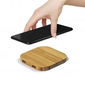 Chargeur sans fil en bambou, gadgets écologiques - Product Image 1