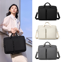 Sac à main portable haut de gamme en tissu Oxford souple de 15,6 pouces, avec logo personnalisé, grande capacité, étanche, mallette pour ordinateur portable antichoc