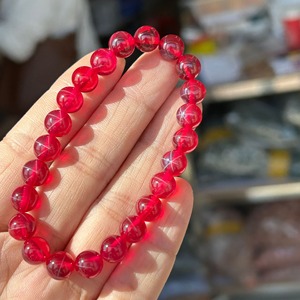 Pulsera de Cuentas Redondas de Alta Calidad de 8 mm con Rubíes Estrella, Pulsera de Rubíes Redondos de Primera Calidad para Mujer - Product Image 4