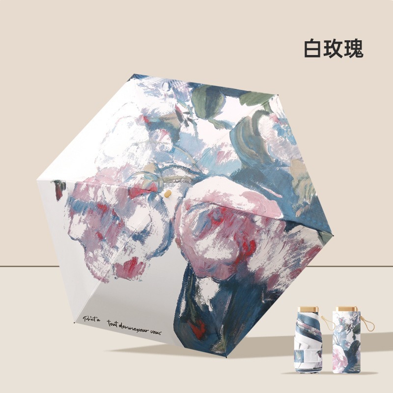 white rose flat 50 off oil painting sunscreen umbrella