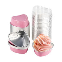 Moule à gâteau jetable en aluminium en forme de cœur avec couvercle transparent, récipient de cuisson doré pour l'emballage de cheesecakes et desserts