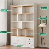 Kleiner Mansfield G567 Moderner Holz-Wohnzimmerschrank Boden-Decke-Wandmontierter Aufbewahrungsschrank mit Türen und Verstellbaren Regalböden