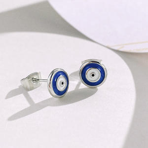 E1851 Orecchini a Perno Blu Zaffiro in Lega, Gioielli Unisex alla Moda - Product Image 3