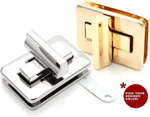 CRAFTMEMORE Pc Rectangle Twist Turn Locks <b>Purse</b> Bag Closure Clasp Leathercraft Accessory VT Gold - Product Image 4