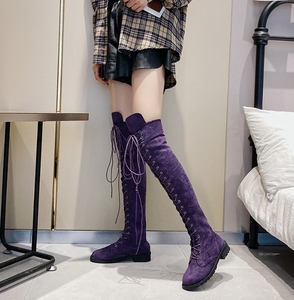 Up-0897r 섹시한 여성 패션 무릎 신발 하이힐 라운드 발가락 롱 부츠 43 사이즈 - Product Image 5