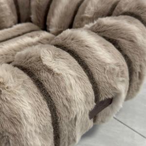 Lit pour animaux de compagnie en peluche rayé rectangulaire, chaud toutes saisons, nid douillet pour chat et chien, pour petits et grands animaux - Product Image 5