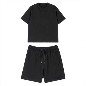Fournisseur d'usine – Nouveauté été : Ensemble deux pièces oversize court en coton lourd 300g, 100% coton respirant, tricoté, vierge, pour le sport - Product Image 2