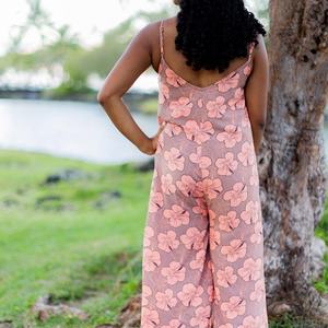 Design Women's Beach Print Casual Suspender <b>Jumpsuit</b> High Quality <b>Linen</b> Mixed Cotton <b>Jumpsuits</b> - Product Image 3