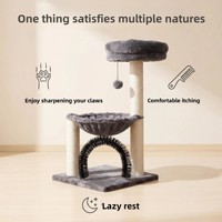 Arbre à chat en bois massif tout-en-un, gain de place, 70 cm, griffoir et plateforme de jeu pour chat