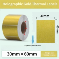 Étiquettes thermiques directes personnalisées en or Étiquettes thermiques holographiques en or pour codes à barres, adresse, compatibles avec les imprimantes thermiques
