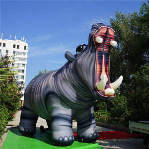 Hippopotame gonflable réaliste 3D géant, modèle d'animal <span class=keywords><strong>aquatique</strong></span> personnalisé pour la publicité commerciale sur le thème des zoos en plein air - Product Image 1
