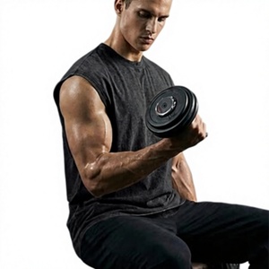 Men's Washed <b>Black</b> Sleeveless Crew Neck <b>Tank</b> <b>Top</b> Solid <b>Knitted</b> Casual Vest - Product Image 6