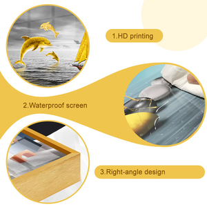 Cadre en alliage d'aluminium, peinture de <span class=keywords><strong>paysage</strong></span> de montagne enneigée, décoration murale en verre trempé pour l'entrée de la maison - Product Image 5