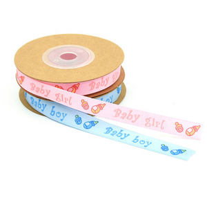 Va bene, è un rotolo di nastro di raso blu rosa rosa in poliestere stampato <span class=keywords><strong>da</strong></span> ragazzo/ragazza per l'imballaggio regalo per il battesimo del Baby Shower - Product Image 6