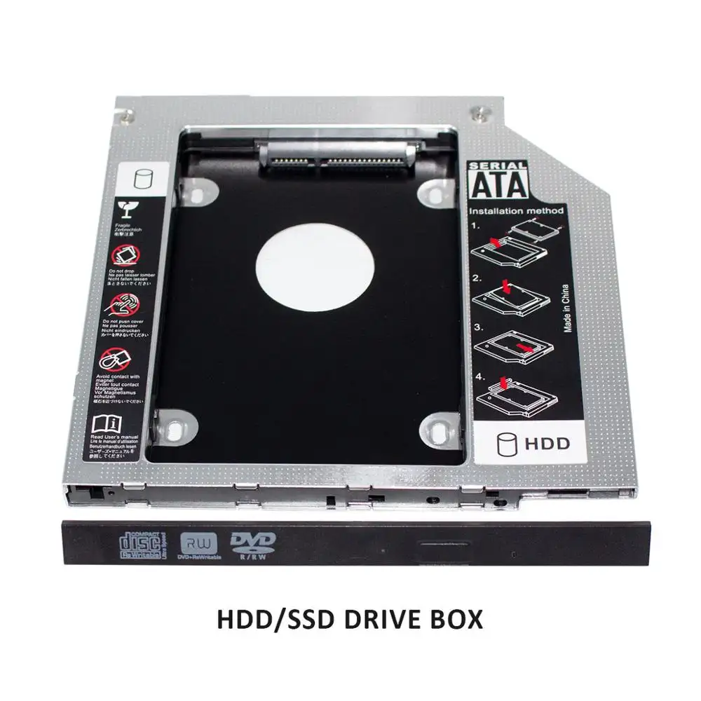 Aluminium 12.7mm 2nd Hard Drive Disk Caddy Bracket adapter second 2.5inch hdd caddy laptop