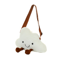 Sac bandoulière moyen Cloud Toast, sac à bandoulière créatif et mignon en peluche avec fermeture éclair pour motif visage, en PU