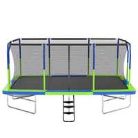 Grand trampoline carré d'extérieur avec filet de sécurité et échelle, trampoline de jeu pour enfants dans la cour, qualité export