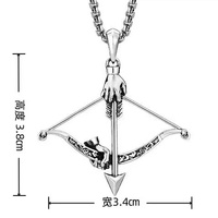 Collier polyvalent en acier inoxydable avec pendentif en alliage, motif arc et flèche 3D, pour homme, style Hip Hop, tendance, accessoire de chaîne de pull pour soirée
