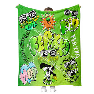 Fabricantes personalizados al por mayor Throw Soft Design Famoso cantante <span class=keywords><strong>feid</strong></span> ferxxo ligero fuzzy Cozy Warm throw mantas para mujeres - Product Image 3