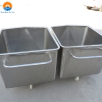 Chariot à seau en acier inoxydable 304, capacité 200L, épaisseur 2mm, pour transfert de viande en abattoir, haute efficacité, multifonctionnel