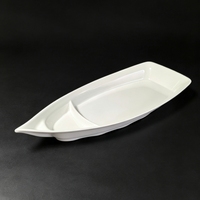 Assiette de service unique en mélamine en forme de bateau, multi-compartiments, avec logo personnalisé pour la restauration, les restaurants et la vaisselle d'hôtel