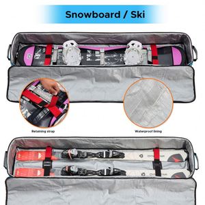 Free Sample Customize Portable Winter Snowboard Protection Soft Cover Sleeve Polyester Detachable Waterproof Full Padded <b>Ski</b> - Product Image 3