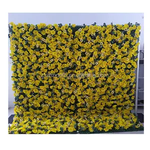 Düğün sahne dekor sarı ayçiçeği Roll Up kumaş kumaş taban taşınabilir çiçek giydirme duvar çiçek duvar Backdrop