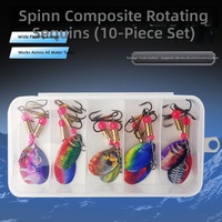 Vente en gros transfrontalière pour le commerce extérieur : Lot de 10 leurres métalliques rotatifs en forme de poisson, imprimés UV 3D, avec paillettes composite, pour la pêche en eau vive