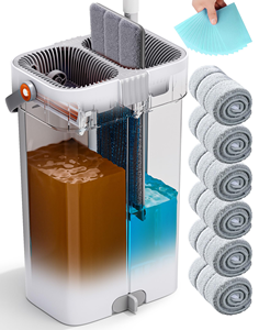 Homettler Stainless Steel <b>Microfiber</b> <b>Mops</b> and Bucket Set with Magic Handle Extra Refills and Wringer for Dirty Water Separation - Product Image 1