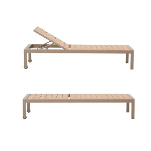 HOMFUL WPC Chaise longue de patio extérieur Cadre en aluminium Plage <span class=keywords><strong>Jardin</strong></span> Piscine Chaise longue avec roulette - Product Image 2