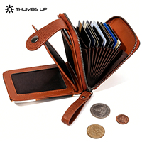 THUMBS-UP Dompet Kartu Pendek Anti RFID Motif Hewan Berbahan Logam dengan Banyak Slot Kartu