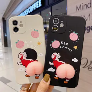 Kawaii Meisje Schattige Cartoon Perzik Zachte TPU Telefoon Hoesje Achterkant Met 3d Siliconen Kont Butt Huawei Mate 40 Pro/Voor Xiaomi 11