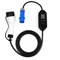 Nouveau chargeur EV portable 7KW 32A Type 2 Niveau 2, courant réglable, IP65, écran LCD 2,8 pouces, prise CEE, chargeur rapide pour voiture mobile