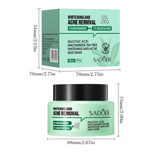 Masque facial en boue SADOER à l'acide salicylique, à la niacinamide et à l'huile d'arbre à thé, blanchissant, anti-acné, 50g, nettoyage en profondeur, éclaircissant, hydratant - Product Image 6
