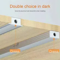 Lampu LED Linear Aluminium Seri 6000, Permukaan Anodized, Sensor, Kabinet, Lemari, Ruang Tamu, Profil Lampu LED 3500K Warm