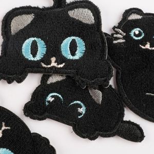 Cute Self Sticker Embroidery Black <b>Cat</b> Patches for Bag <b>Clothes</b> Hat Decoration - Product Image 2