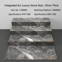 Carreaux de marche d'escalier en céramique à texture imitation pierre luxueuse 1200x470mm Bords incurvés Antidérapants Mur intérieur Supermarché