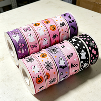 Pita Halloween Kustom untuk Kemasan Hadiah Grosir Pita Cetak Poliester untuk Dekorasi Kemasan dan Kotak Hadiah