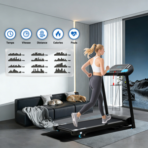 <span class=keywords><strong>Tapis</strong></span> <span class=keywords><strong>Roulant</strong></span> Elettrico Pieghevole e Mobile per Palestra Domestica, 3 Livelli di Inclinazione, Peso Massimo Utente 120 Kg, Disponibile in Magazzino Francese - Product Image 2