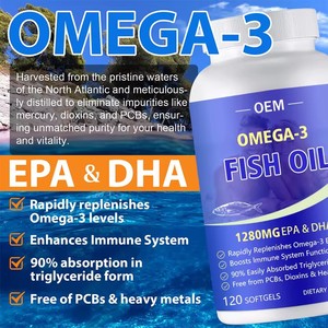 Capsules de Gel Doux d'Huile de Poisson Halal OEM Oméga-3 1000mg Végétaliennes EPA DHA 120 pour Adultes Vente en Gros - Product Image 2