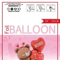 Ballon en Mylar Cœur Géant et Ours Debout de 63/65 Pouces pour la Saint-Valentin, Mariage, Demande en Mariage et Décoration de Fête - Vente en Gros