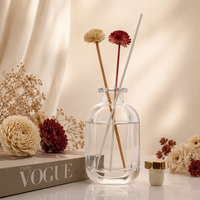 Bouteille diffuseur en verre facetté 100/150/200/500ml, design incurvé à coupe plate, base épaisse et lourde avec bouchon, emballage personnalisé avec logo