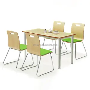 School and Company Canteen Furniture Wooden Dining Table and Chair Bentwood Table Set for Cafe