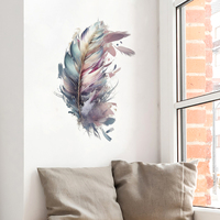 Autocollant mural Yanxi 3D en forme de feuille plumeuse, auto-adhésif, PVC résistant aux UV, vernis mat, impression par transfert thermique, décoration intérieure
