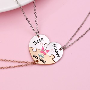 Venta al por mayor de moda de los niños <span class=keywords><strong>amor</strong></span> empalme colgante collar personalizado <span class=keywords><strong>amor</strong></span> buen amigo collar conjunto - Product Image 2